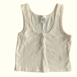Twik Simons Off White Henley Cropped Tank Small